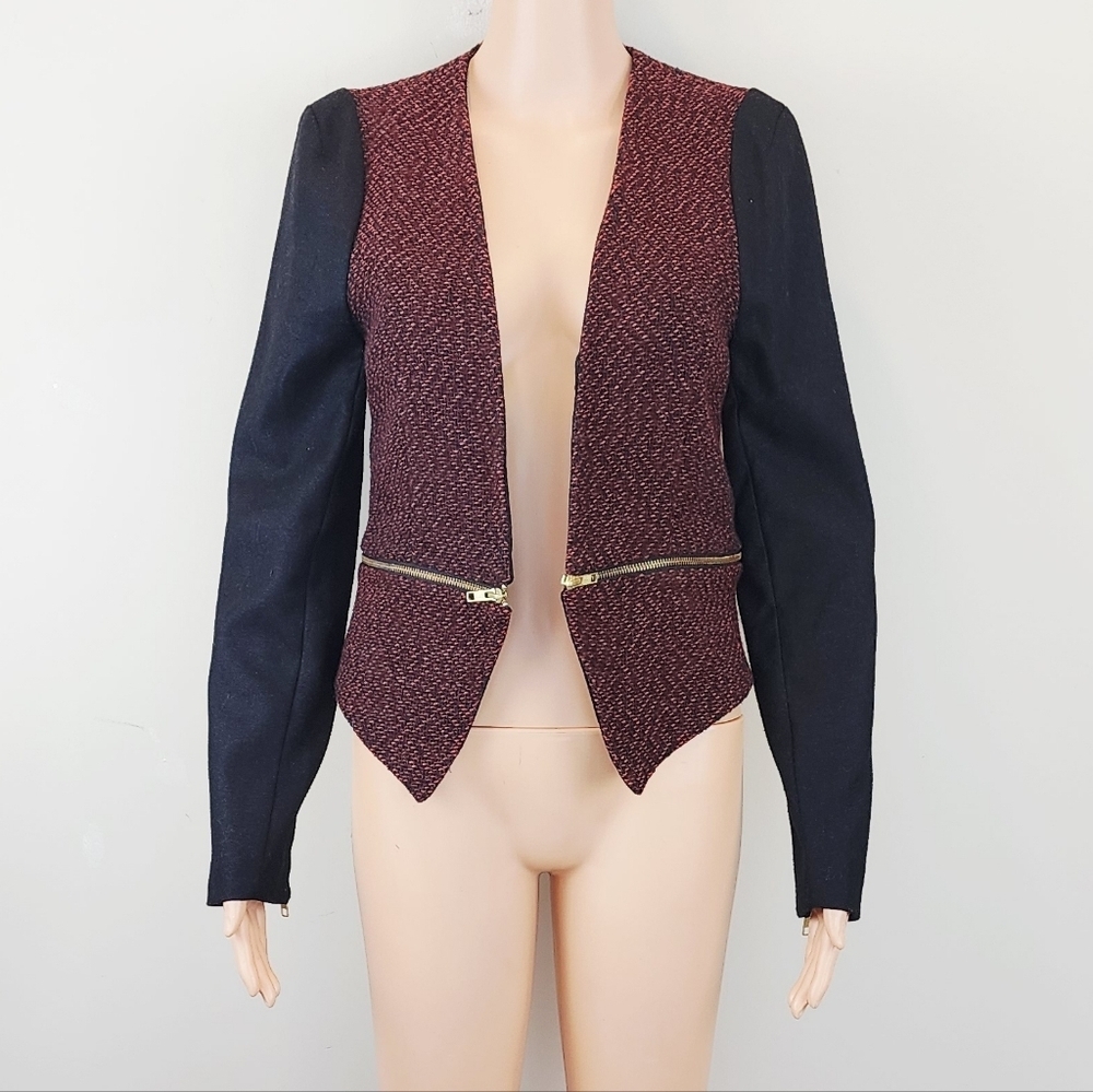 MM Couture long sleeve open front zipper design blazer jacket Size S